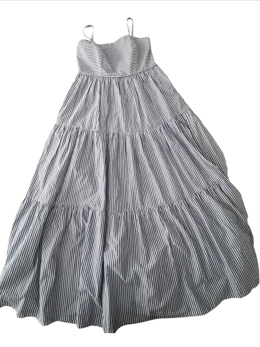 J. Crew Striped Navy and White Tiered Maxi Skirt Dress